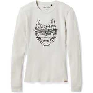 Beige long-sleeve shirt with a graphic design on a white background