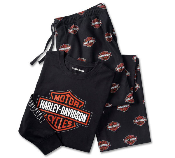 Harley-Davidson Men's Bar & Shield Logo Long Sleeve Pajama Set, Black 96115-25VM