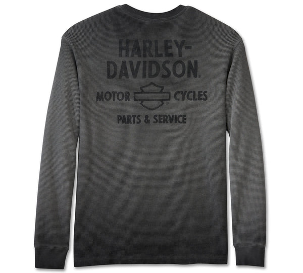 Harley-Davidson Men's Cowboy Rider Henley Long Sleeve Thermal Shirt, Gray/Black 96126-25VM