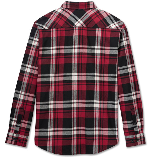 Harley-Davidson Men's Bar & Shield Logo Button-Up Long Sleeve Flannel Shirt, Chili Pepper Red 96138-25VM