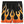 Black swim shorts with orange and white flame pattern on a white background