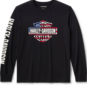 Harley-Davidson Men's Stars & Stripes Americana B&S Long Sleeve Shirt, Black 96178-26VM