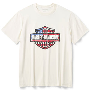 White t-shirt with Harley-Davidson logo on a white background