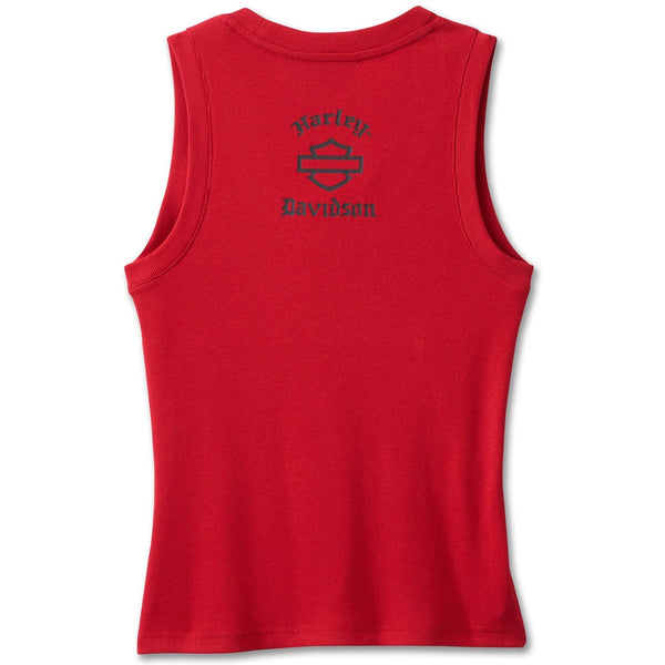 Harley-Davidson Women's Old English Sleeveless Shirt, Chili Pepper Red Tank 96180-25VW