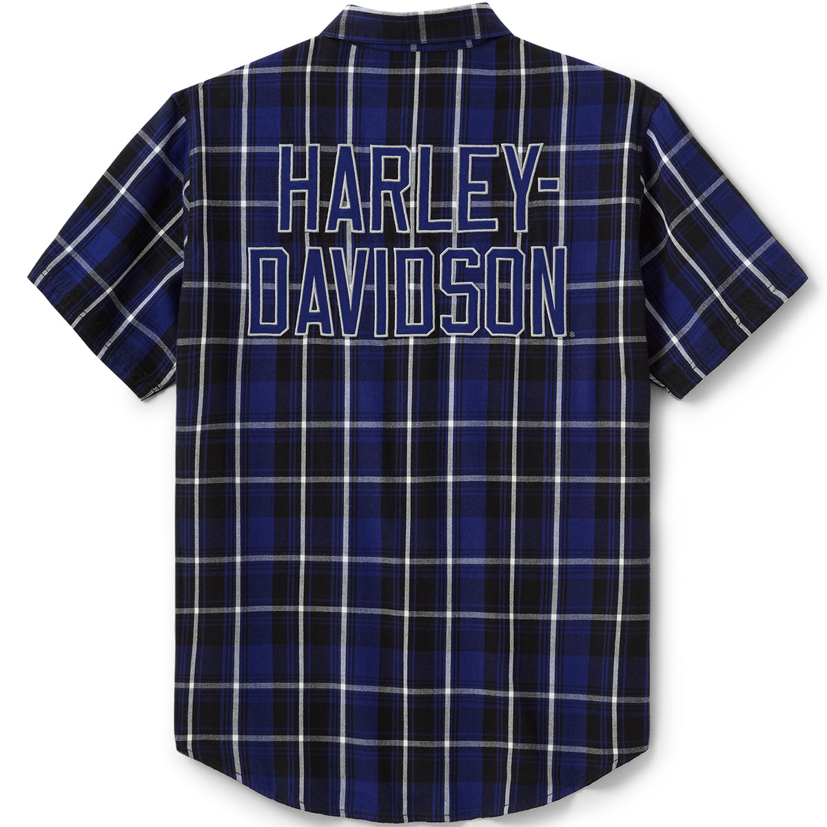 harley davidson dress shirts for men Harley-Davidson Men's H-D Essential Button-Up Short Sleeve Shirt, Blue/Black Plaid 96188-26VM Blue / X-Large