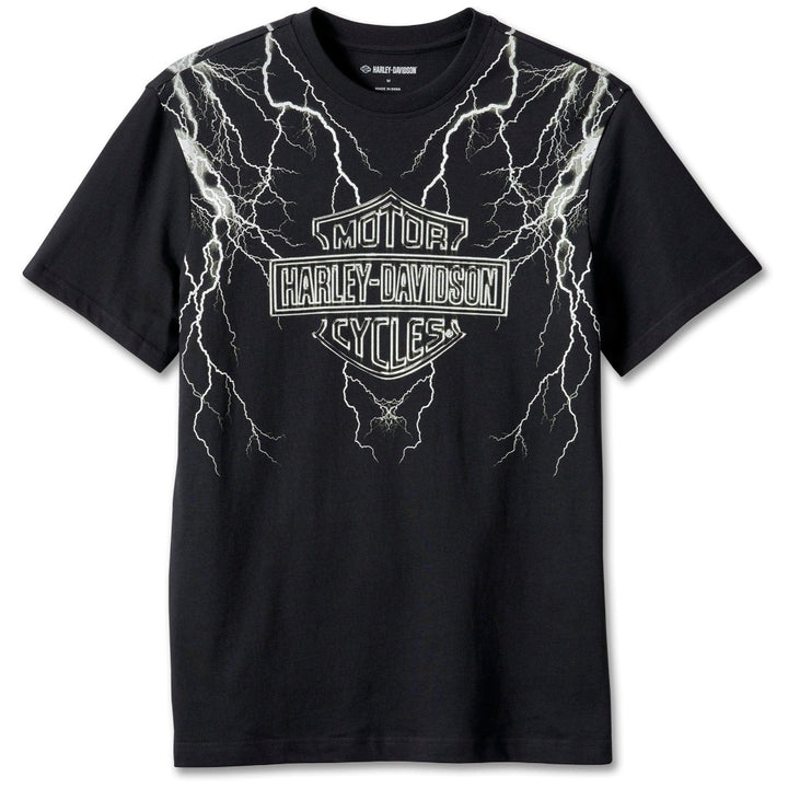 Harley-Davidson Men's Ride The Lightning Soft Printed Short Sleeve Shirt, Black 96205-24VM