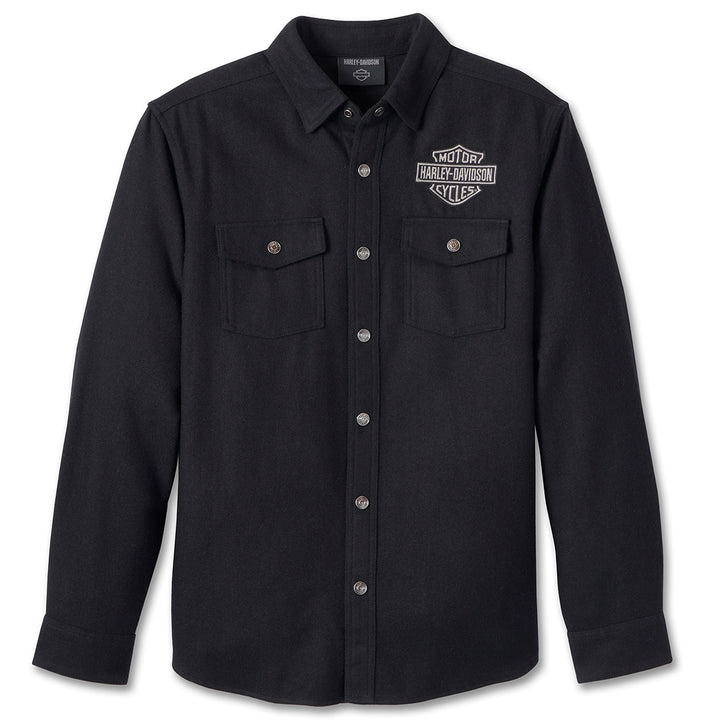 Harley-Davidson Men's Shadow Heavyweight Long Sleeve Shirt, Black 96220-24VM
