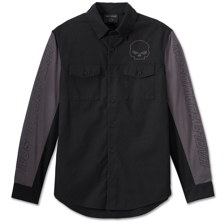 Harley-Davidson Men's Willie G Skull Viper Button-Up Long Sleeve Shirt, Black 96226-24VM