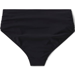 Black high-waisted bikini bottom on a white background