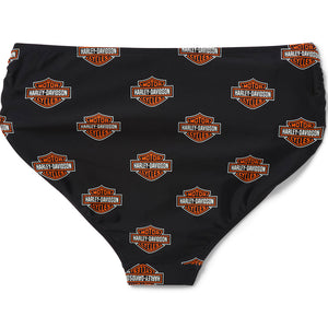 Harley-Davidson branded black underwear with logo pattern on a white background