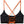 Black bikini top with orange straps on a white background