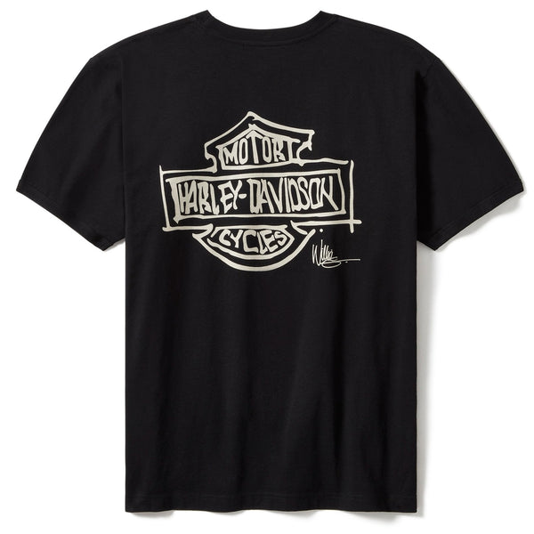 Harley-Davidson Unisex Willie G Sketchy Bar & Shield Ringer Tee, Black 96271-25VX