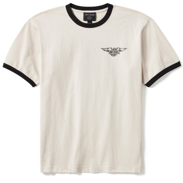 Harley-Davidson Unisex Willie G Sketchy Bar & Shield Ringer Tee, Parchment 96273-25VX