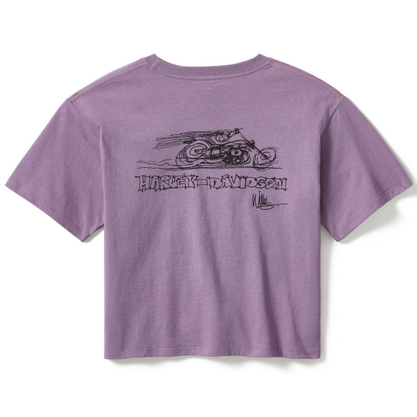 Harley-Davidson Women's Fast Willie Boxy Short Sleeve Shirt Tee, Jam 96281-25VW