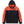 Orange and black hoodie with a brand logo on a white background