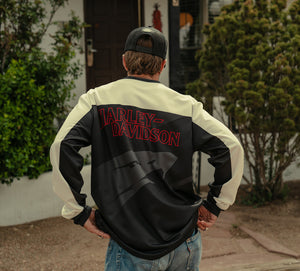 Harley-Davidson Men's Screamin' Eagle Sublimation Race Jersey Long Sleeve Shirt, White/Black 96289-26VM