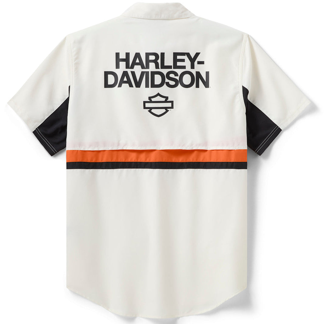 harley davidson short sleeve dress shirts Black Harley-Davidson "Genuine H-D Work Wear" staff short-sleeve button-up shirt