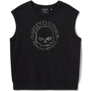Black sleeveless shirt with Harley-Davidson logo on a white background