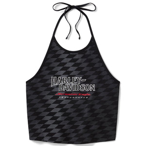Black patterned tank top with Harley-Davidson logo on a white background