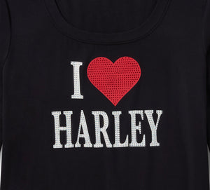 Harley-Davidson Women's I❤️Harley Embellished Long Sleeve Shirt, Black 96362-26VW