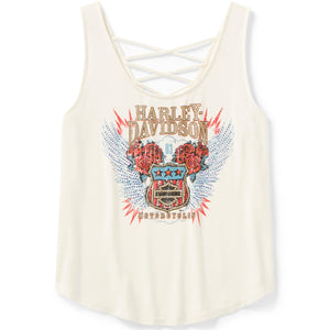 Harley Davidson tank top with graphic design on a white background