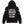 Black pullover hoodie shown from the back, featuring large white 'HARLEY-DAVIDSON FACTORY RACING' text across the upper back, a small American flag patch on one sleeve, and racing graphics on the other sleeve.