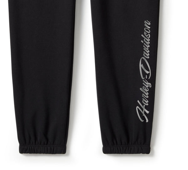 Harley-Davidson Women's Essential Bling Fleece Relax Fit Jogger Pants, Black 96409-25VW