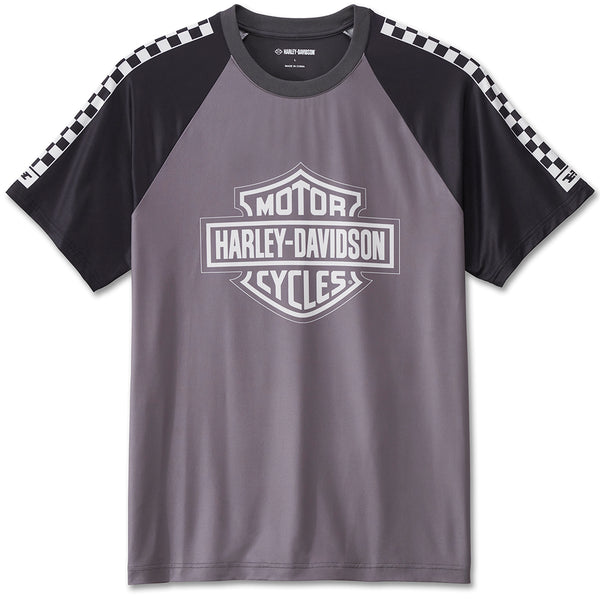 Harley-Davidson Men's Bar & Shield Raglan Short Sleeve Tee, Colorblocked 96420-24VM