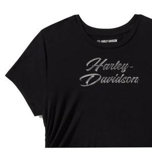 Harley-Davidson Women's Essential Bling Ruched Bling Short Sleeve Shirt, Black 96444-25VW