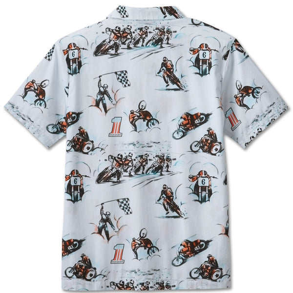 Harley-Davidson Men's Twisty Aloha All Over Print Button-Up Short Sleeve Shirt, White 96457-24VM