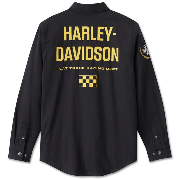 Harley-Davidson Men's Fairing Button-Up Long Sleeve Shirt, Black 96461-24VM