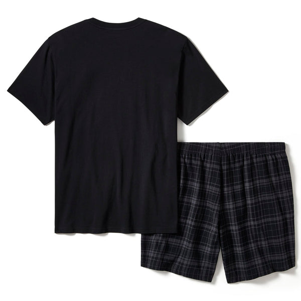 Harley-Davidson Men's Short Sleeve Shirt & Plaid Shorts Pajama Set, Black Tee 96469-25VM