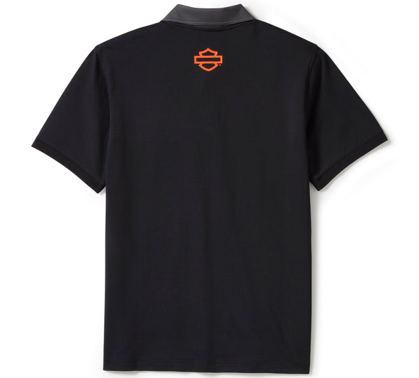 Harley-Davidson Men's H-D Tech Coolmax Polo Short Sleeve Shirt, Black/Gray 96482-25VM