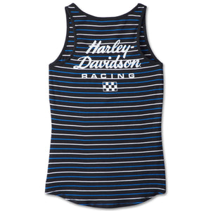 Harley-Davidson Women's #1 Racing Striped Tank Top, Black/White Shirt