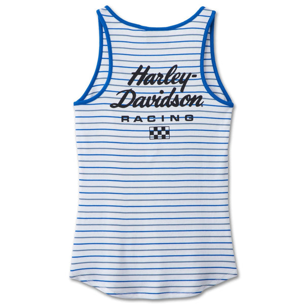 Harley-Davidson Women's #1 Racing Striped Tank Top, Black/White Shirt