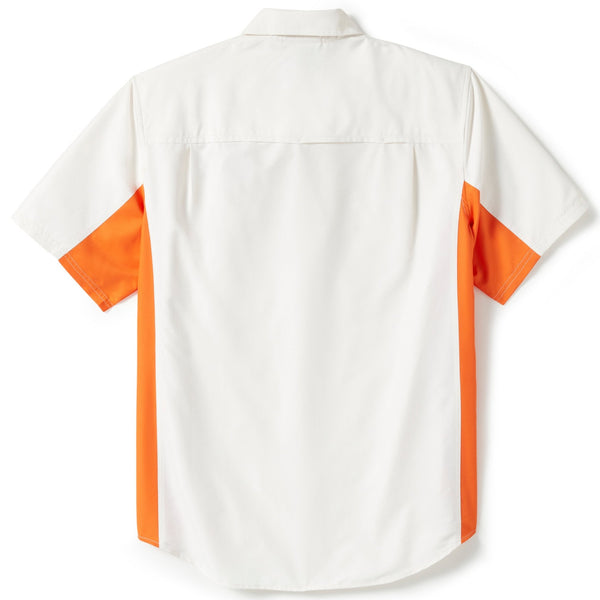 Harley-Davidson Men's H-D TECH Colorblock Button-Up Short Sleeve Shirt, White 96502-25VM