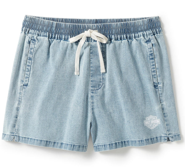 Harley-Davidson Women's Essential Denim Shorts, Washed Light Blue Denim 96527-25VW