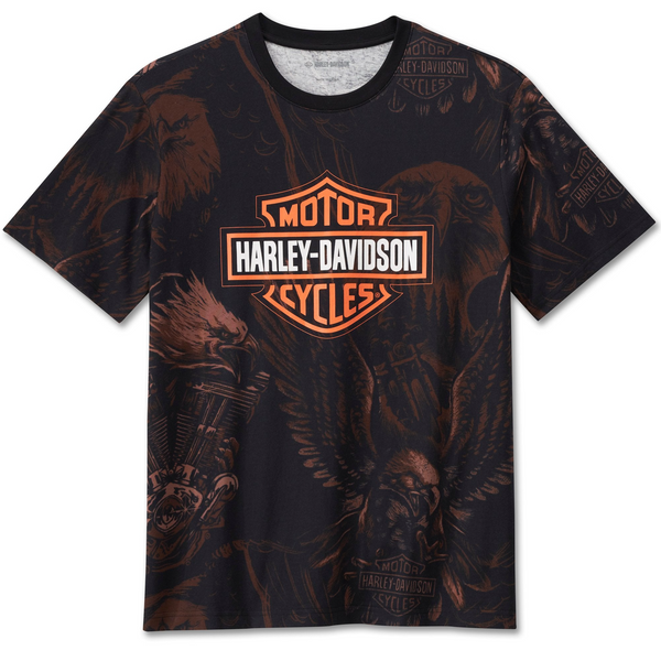 Harley-Davidson Men's Tatted Up All Over Print Bar & Shield Short Sleeve Shirt, Black 96536-24VM