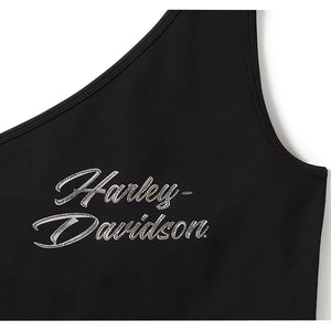 Harley-Davidson Women's Essential Bling One Shoulder Sleeveless Top, Black 96538-25VW