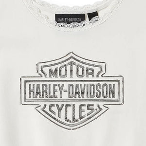 Harley-Davidson Women's Essential Bling Lace Trim Bling Sleeveless Tank, White 96541-25VW