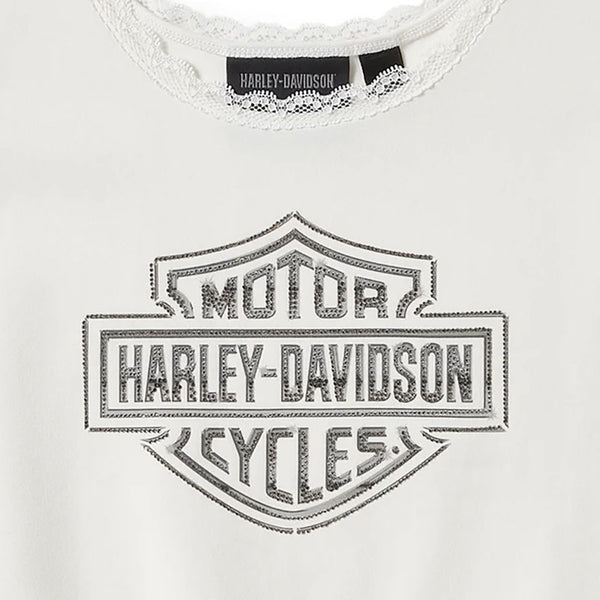 Harley-Davidson Women's Essential Bling Lace Trim Sleeveless Tank, White 96541-25VW
