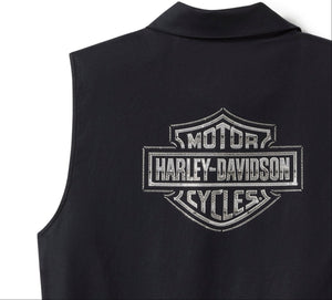 Harley-Davidson Women's Essential Bling Button-Up Front Sleeveless Shirt, Black 96553-25VW