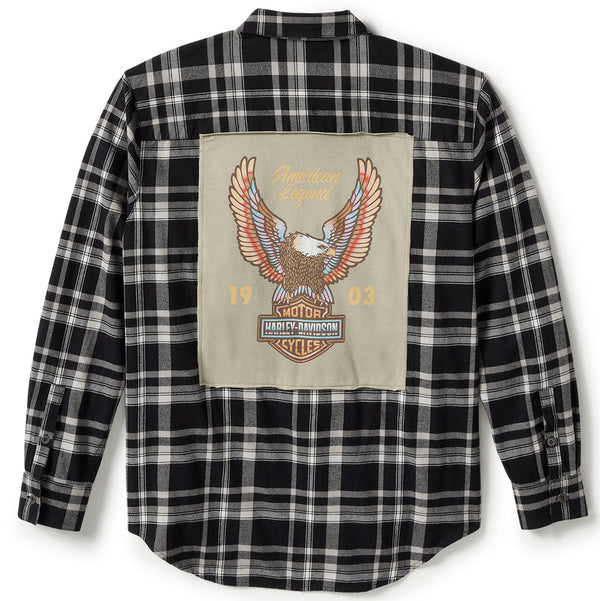 Harley-Davidson Women's Patch Woven Long Sleeve Shirt, Black & Gray 96556-25VW