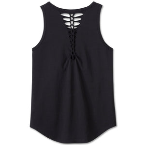 Harley-Davidson Women's American Traditional Rip & Repair Sleeveless Tank, White/Black