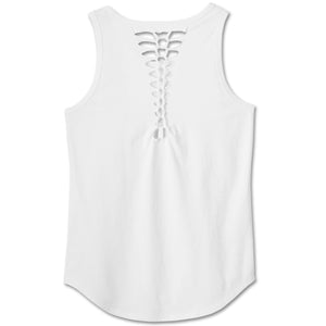 Harley-Davidson Women's American Traditional Rip & Repair Sleeveless Tank, White/Black