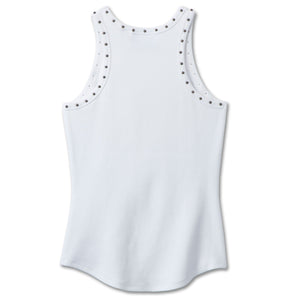 Harley-Davidson Women's Sedona Studded Sleeveless Tank top Shirt, Black/White