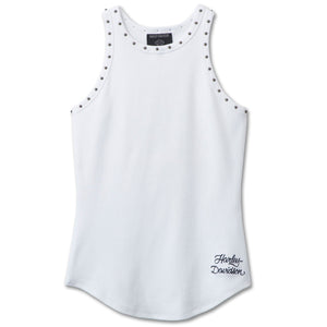 Harley-Davidson Women's Sedona Studded Sleeveless Tank top Shirt, Black/White
