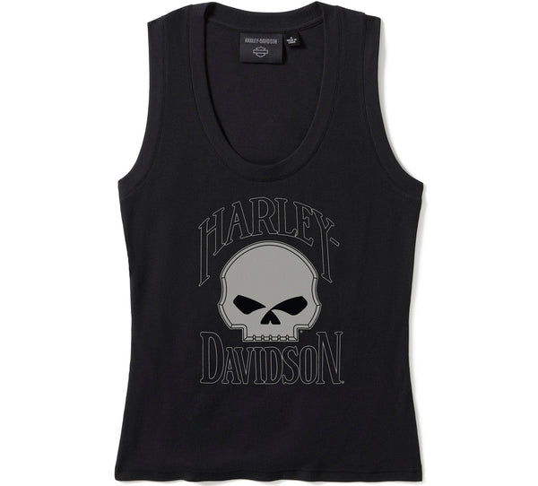 Harley-Davidson Women's Willie G. Skull Ribbed Sleeveless Shirt, Black Tank 96598-25VW