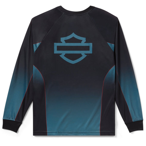 Harley-Davidson Men's H-D Speedway Moto Jersey, Long Sleeve Shirt, Black/Deep Green 96620-25VX