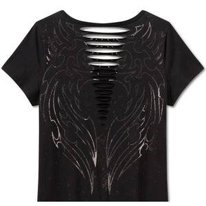 Harley-Davidson Women's Bling Rip & Repair Tunic-Sabotage Short Sleeve Shirt, Black 96628-25VW